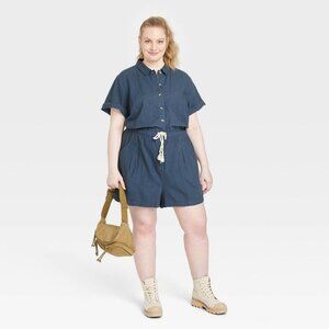 Universal Thread Women's Plus Size Short Sleeve Boilersuit Navy Blue 4X